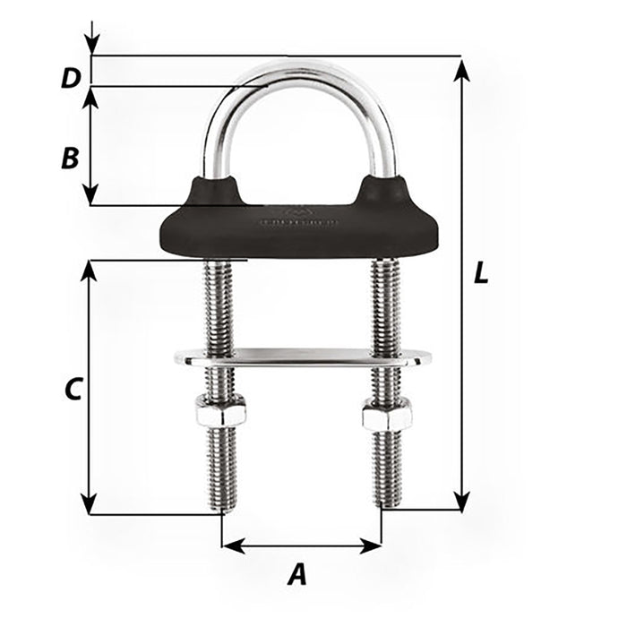 Wichard Black Watertight U-Bolt - 8mm Diameter - 5/16" - 80mm Length - 3-5/32" [65341]